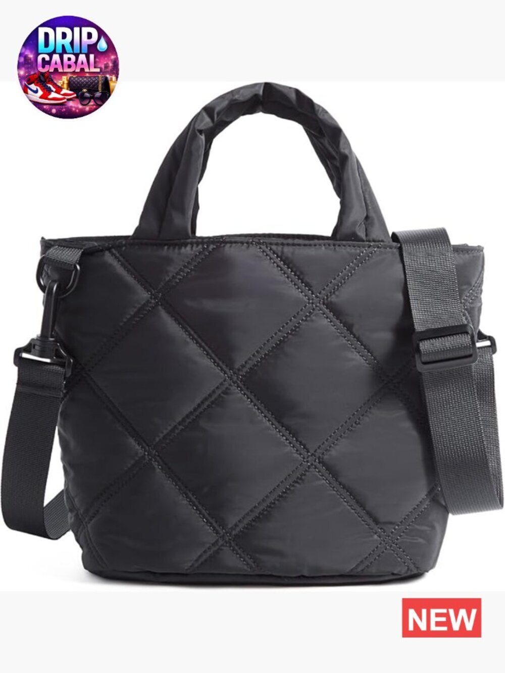 Lightweight Quilted Puffer Nylon Crossbody Bag with Pockets and Adjustable Strap